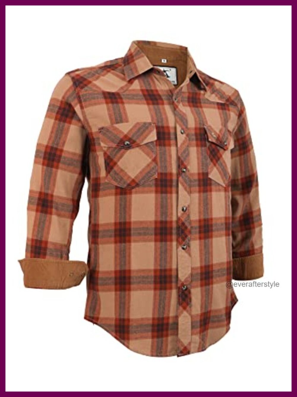 Mens Snap Plaid Corduroy Lined Western Cowboy Flannel Shirt